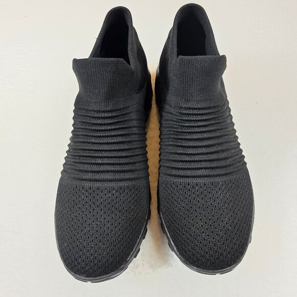 HKR Black Knitted Slip-On Sneakers with Ribbed Texture Size 9 - Picture 15 of 17